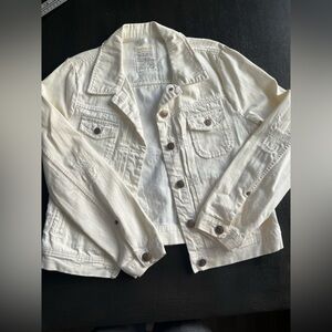 J. Crew White Wash Denim Jacket 100% Cotton Medium Jean Jacket‎
